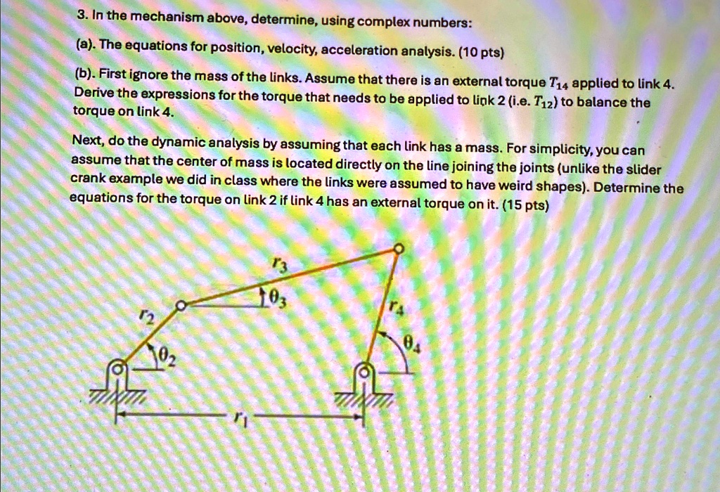 3. In the mechanism above, determine, using complex numbers: (a). The ...