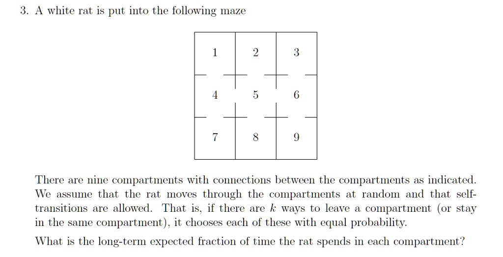 SOLVED: A White Rat Is Put Into The Following Maze. There Are Nine ...