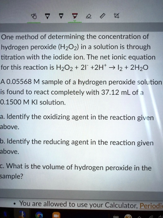 SOLVED One method of determining the concentration of hydrogen