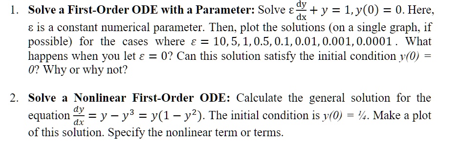 solve a first order ode with a parameter solve d y 1y0 0 here dx 8 is a ...