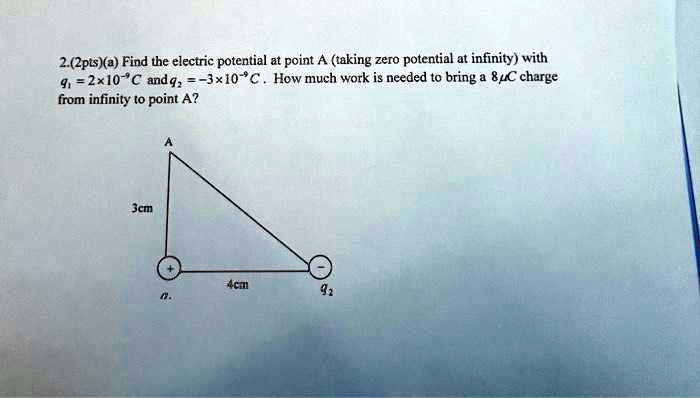 Potential Infinity 2.(2pts)(a) Find the electric potential at point A (taking zero ...