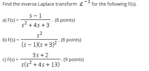 Solved Find the inverse Laplace transforms of the following