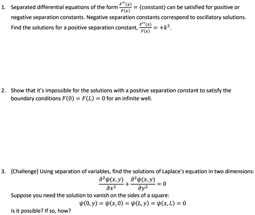 SOLVED Separated differential equations of the form (x (constant) can