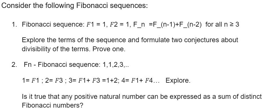 [GET ANSWER] Consider the following Fibonacci sequences: 1. Fibonacci ...