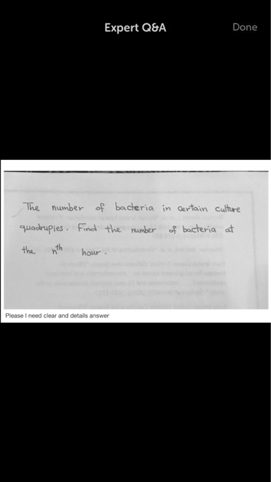 The number of bacteria in certain culture quadrupies. Find the number of bacteria at the n^th hour.