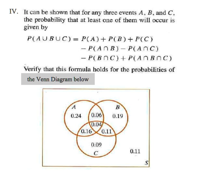 SOLVED IV. It can be shown that for any three events A B and C