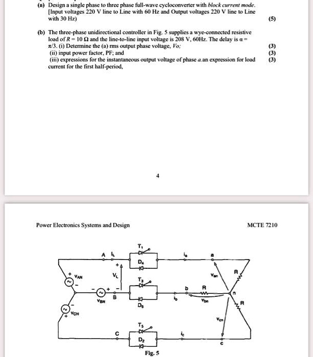 SOLVED: Design A Single-phase To Three-phase Full-wave Cycloconverter ...