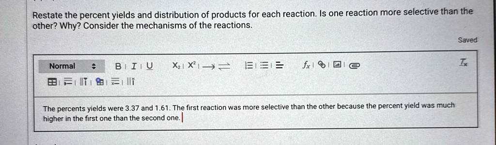 restate the percent yields and distribution of products for each reaction is one reaction more selective than the other why consider the mechanisms of the reactions x1 rightleftharpoons x2  47695