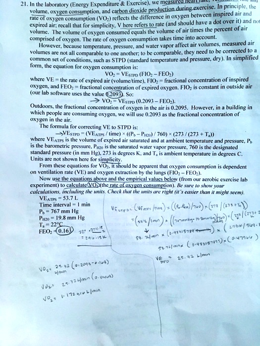 SOLVED: the laboratory (Energy Expenditure Exercise). MGISUIcUIca ...