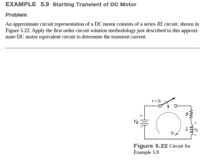 EXAMPLE 5.9 Starting Transient of DC Motor Problem An approximate ...