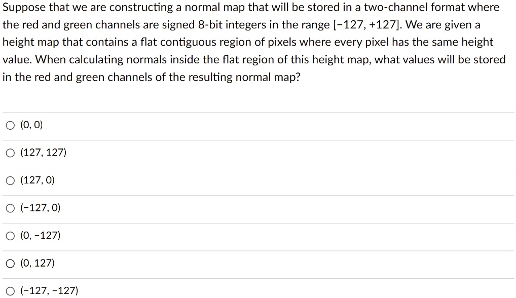 SOLVED: Suppose that we are constructing a normal map that will be ...