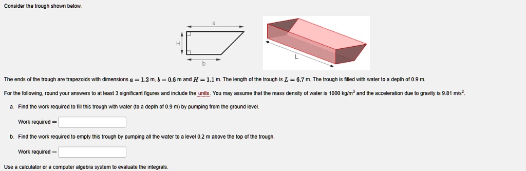 [GET ANSWER] Consider the trough shown below. H b The ends of the ...