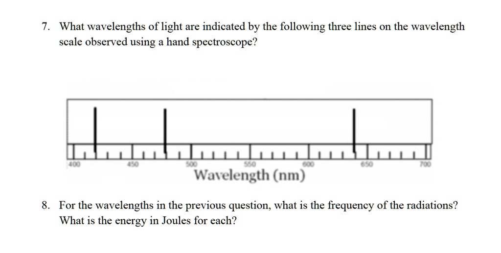 SOLVED What wavelengths of light are indicated by the following three