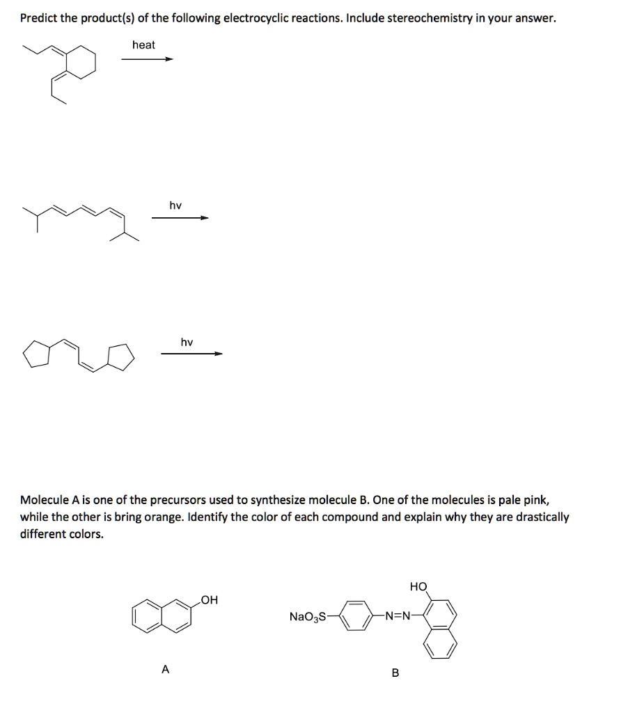 SOLVED: Predict the product(s) of the following electrocyclic reactions ...