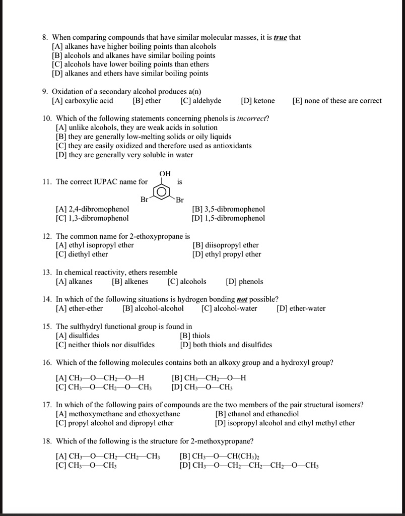 SOLVED: 19. When comparing compounds that have similar molecular masses ...