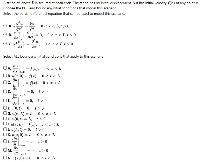 SOLVED: A string of length L is secured at both ends. The string has no ...
