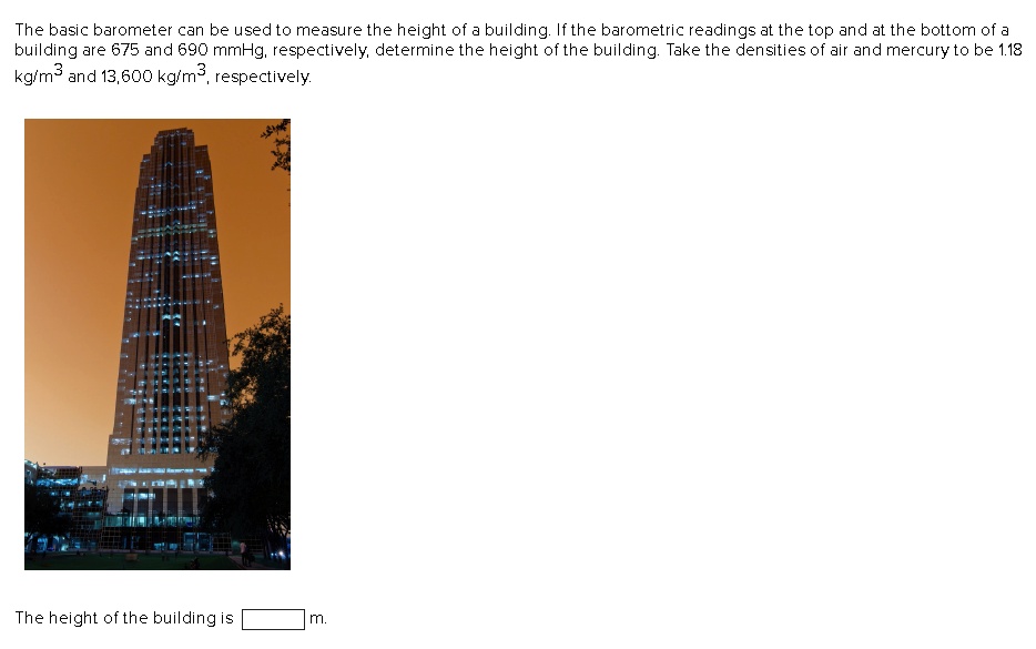 SOLVED The basic barometer can be used to measure the height of