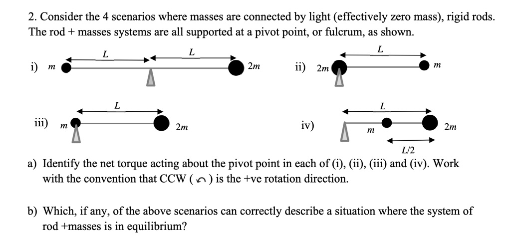 SOLVED: 2. Consider the 4 scenarios where masses are connected by light ...