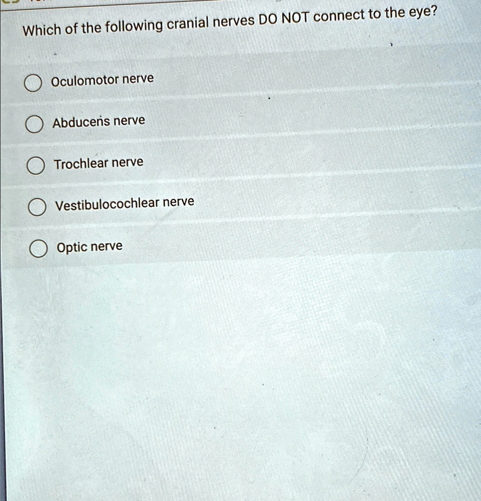 Which Of The Following Is Not A Motor Cranial Nerve which of the following cranial nerves do not connect to the eye
