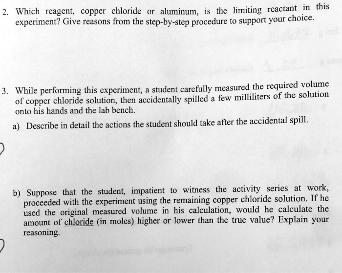 SOLVED Limiting reactant Which reagent copper chloride or aluminum