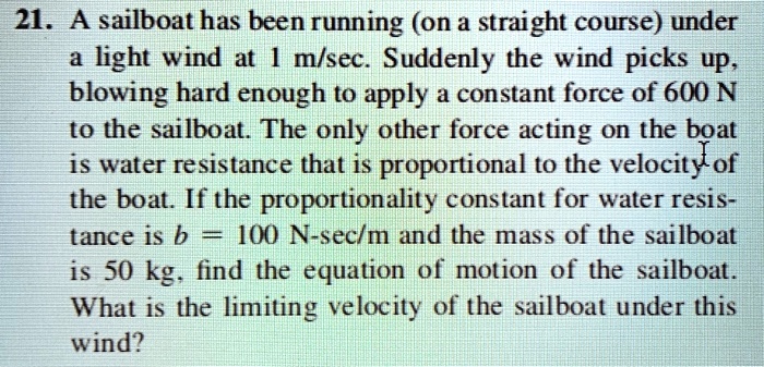 Video Solution: A Sailboat Has Been Running (on A Straight Course 