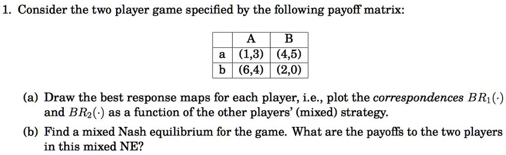 1. Consider the two player game specified by the following payoff ...
