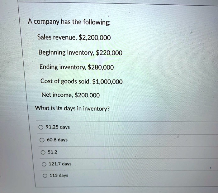 A company has the following: Sales revenue,...