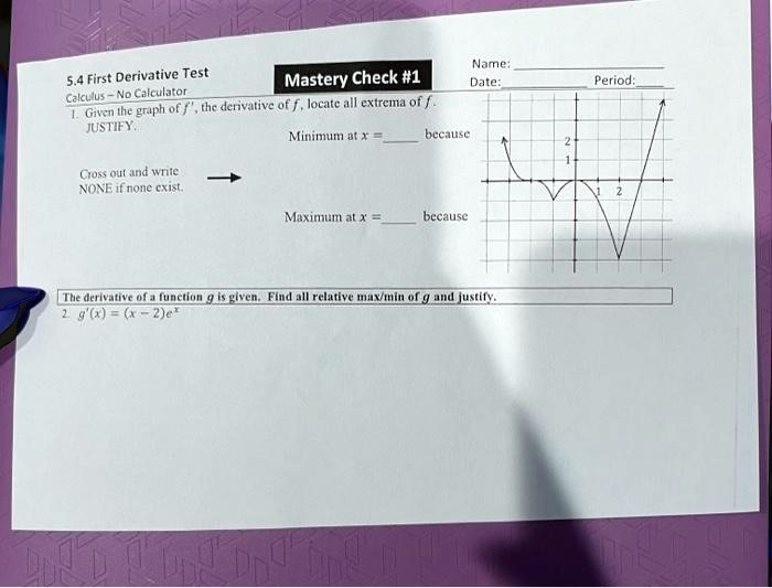 First derivative deals test calculator