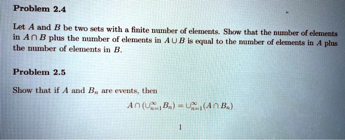 problem 24 let a and b be two sets with a finite number of elements ...