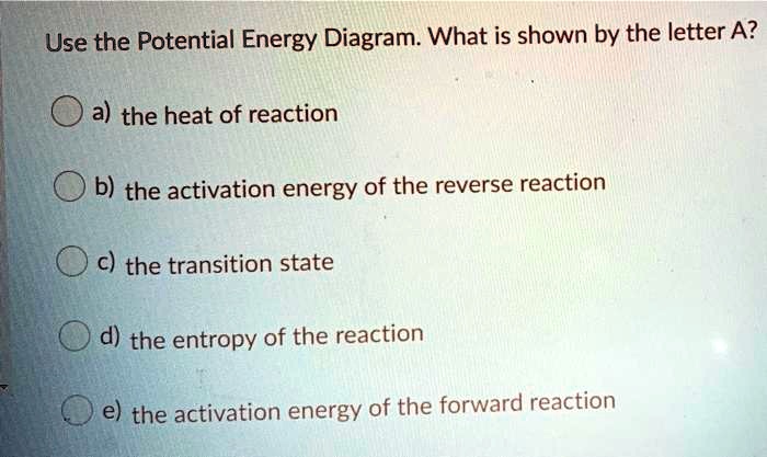 use the potential energy diagram what is shown by the letter a a the ...