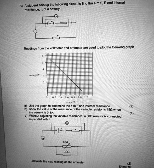 SOLVED A student sets up the following circuit to find the e.m.f.E and