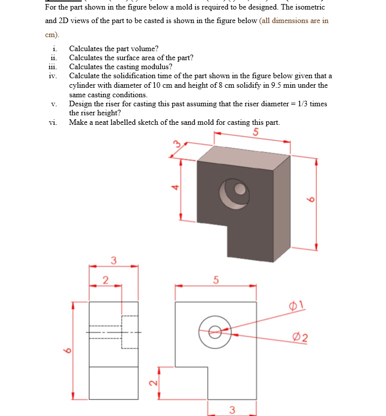 For the part shown in the figure below a mold is required to be ...