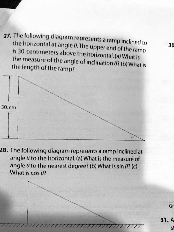 SOLVED 27. The following diagram represents a ramp inclined at angle Î