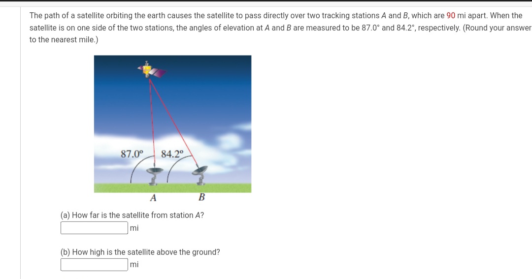 SOLVED satellite is on one side of the two stations, the angles of
