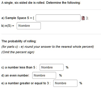 A single, six-sided die is rolled. Determine the...