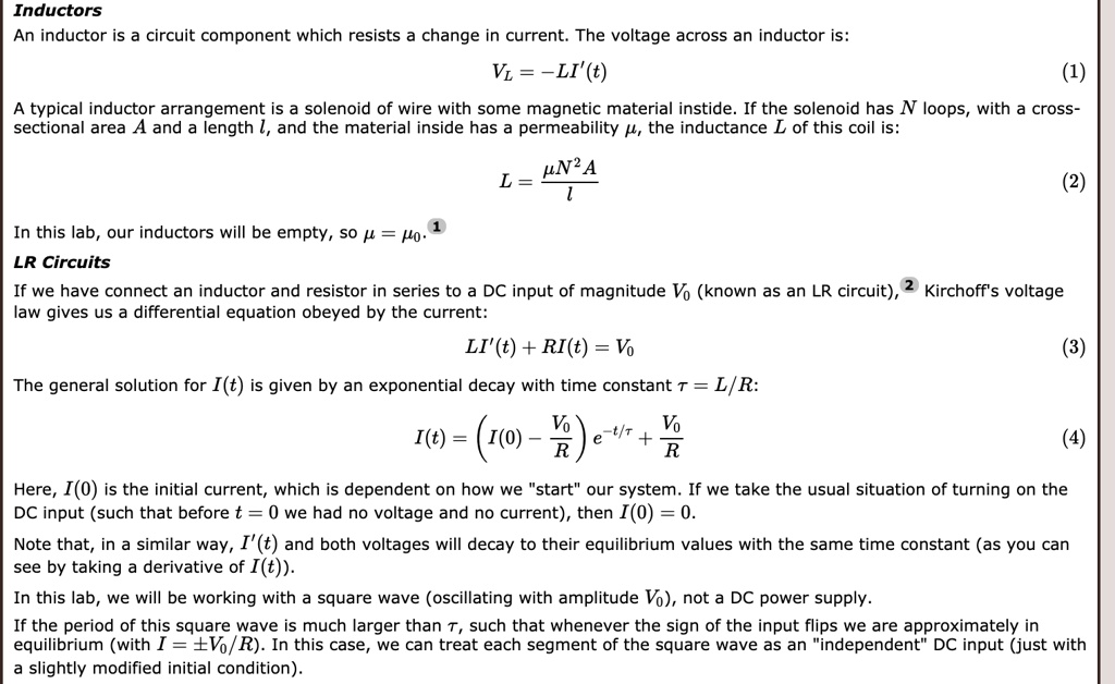 SOLVED Inductors An inductor is a circuit component which resists