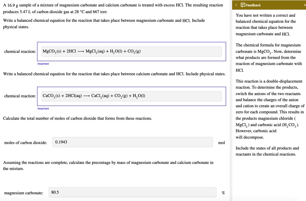 SOLVED: A 16.9 g sample of a mixture of magnesium carbonate and calcium ...