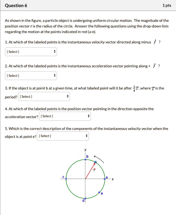 Solved As Shown In The Figure A Particle Object Is Undergoing Uniform Circular Motion The