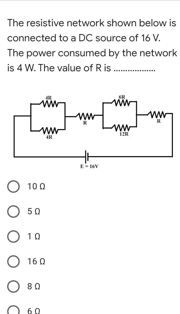 SOLVED The resistive network shown below is connected to a DC source