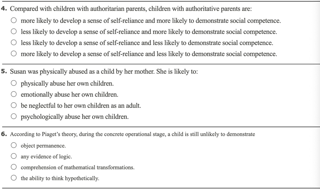 SOLVED 4. Compared with children with authoritarian parents