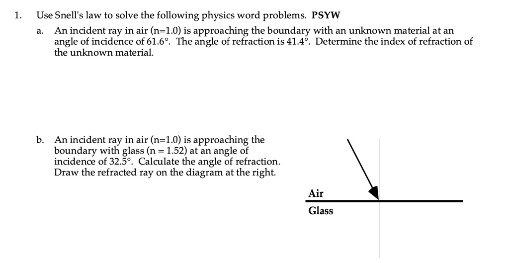 VIDEO solution Use Snell's law to solve the following physics word