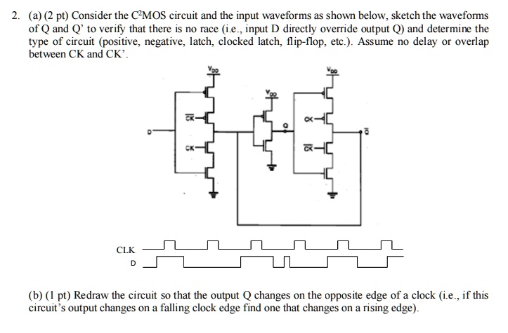 VIDEO solution: 2.(a) (2 pt) Consider the C2MOS circuit and the input ...