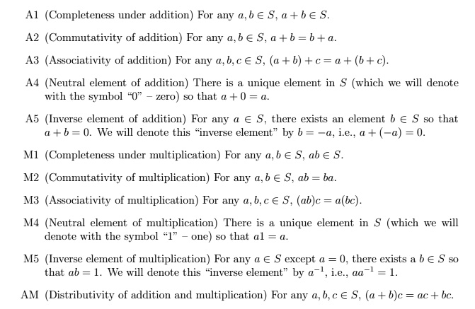 SOLVED: (Completeness Under Addition) For Any A, B âˆˆ S, A + B âˆˆ S ...