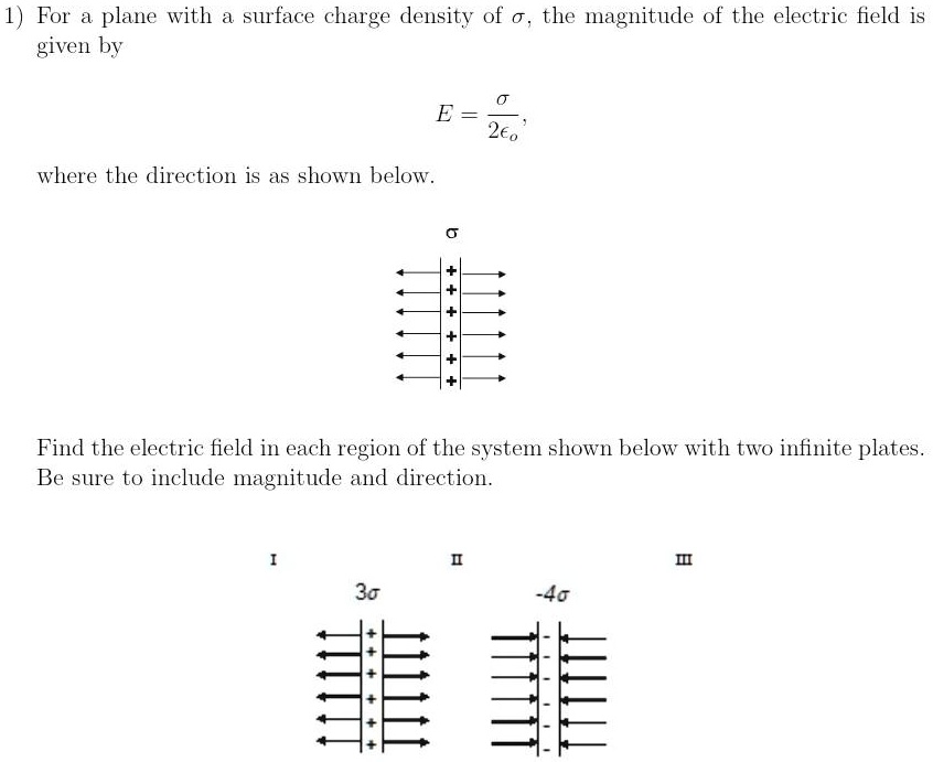 SOLVED: For a plane with a surface charge density of 0, the magnitude ...