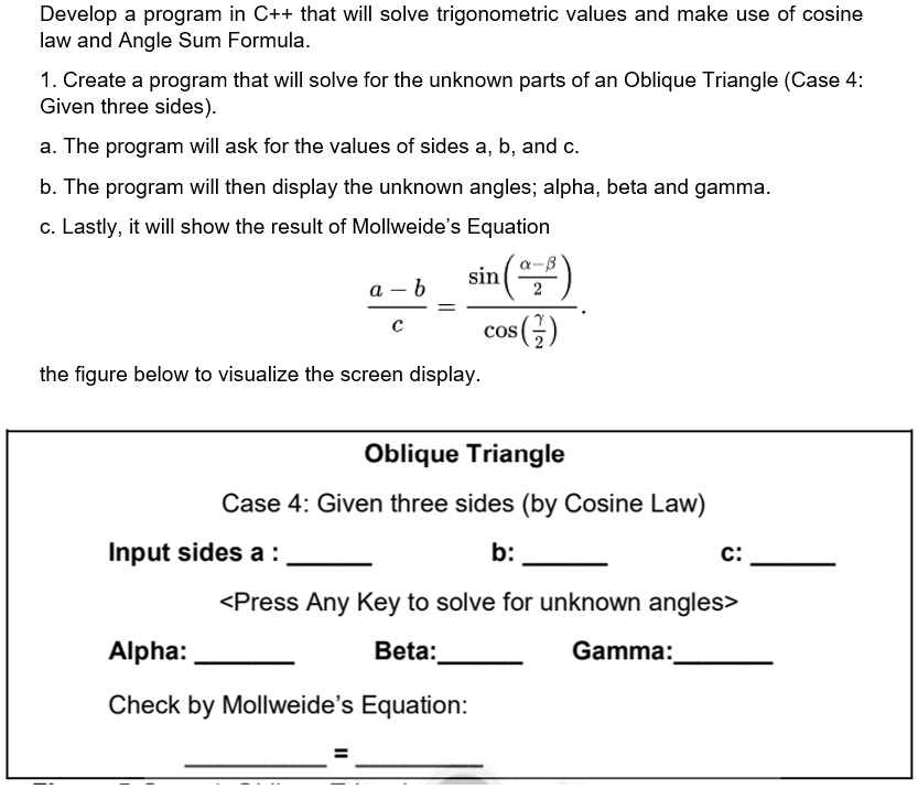 Develop a program in c that will solve trigonometric values and make