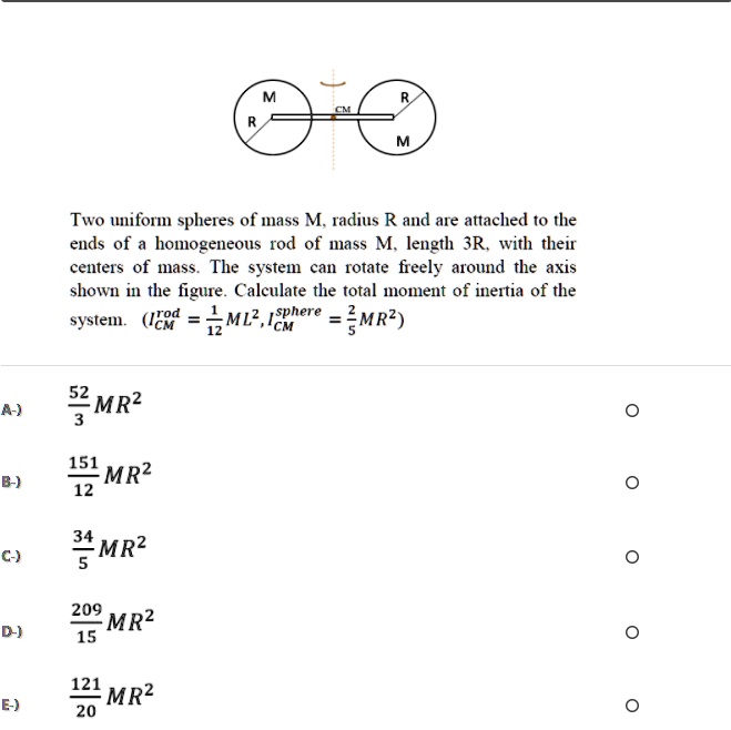 SOLVEDTwo unifor spheres of mass M, radius R and are attached to the