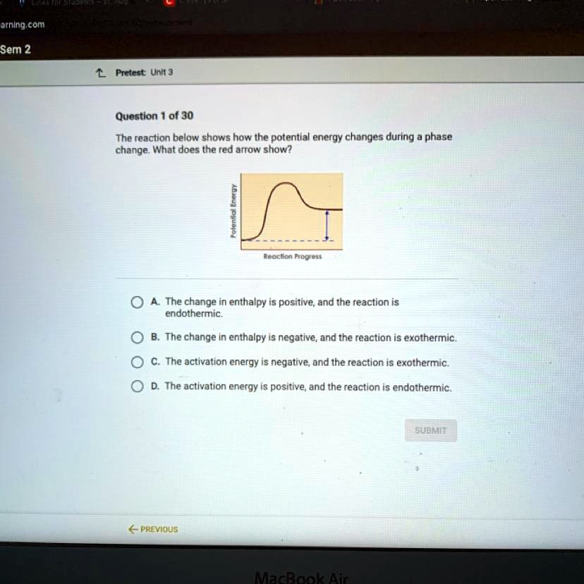 SOLVED 'The reaction below shows how the potential energy changes