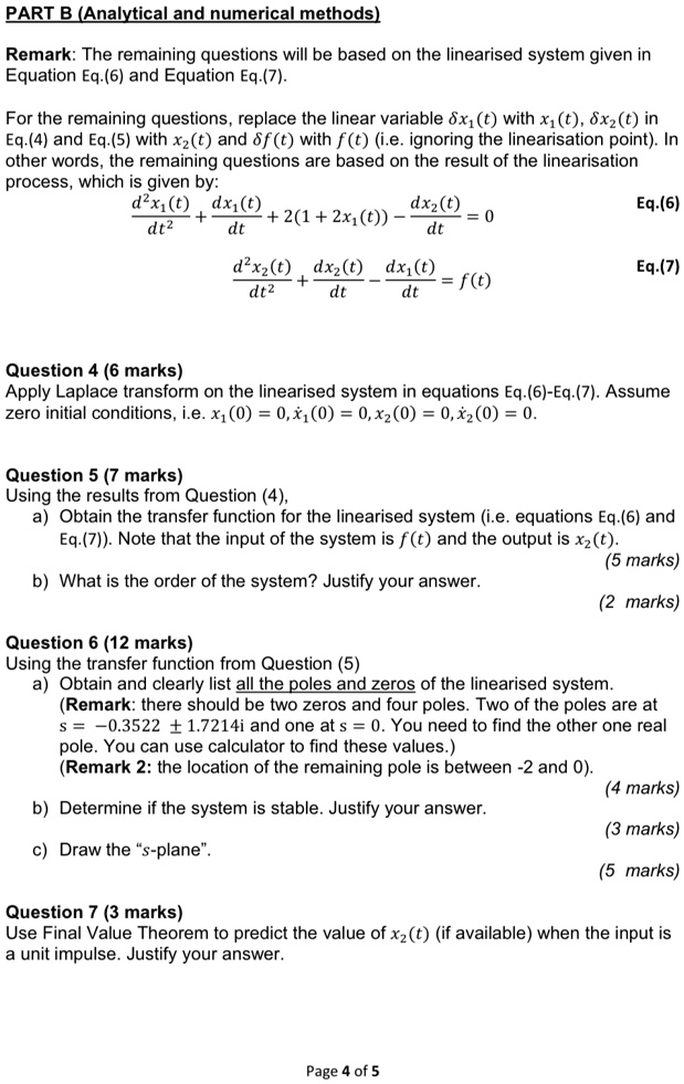 part b analytical and numerical methods remark the remaining questions will be based on the linearised system given in equation eq6 and equation eq7 for the remaining questions replace the l 70166