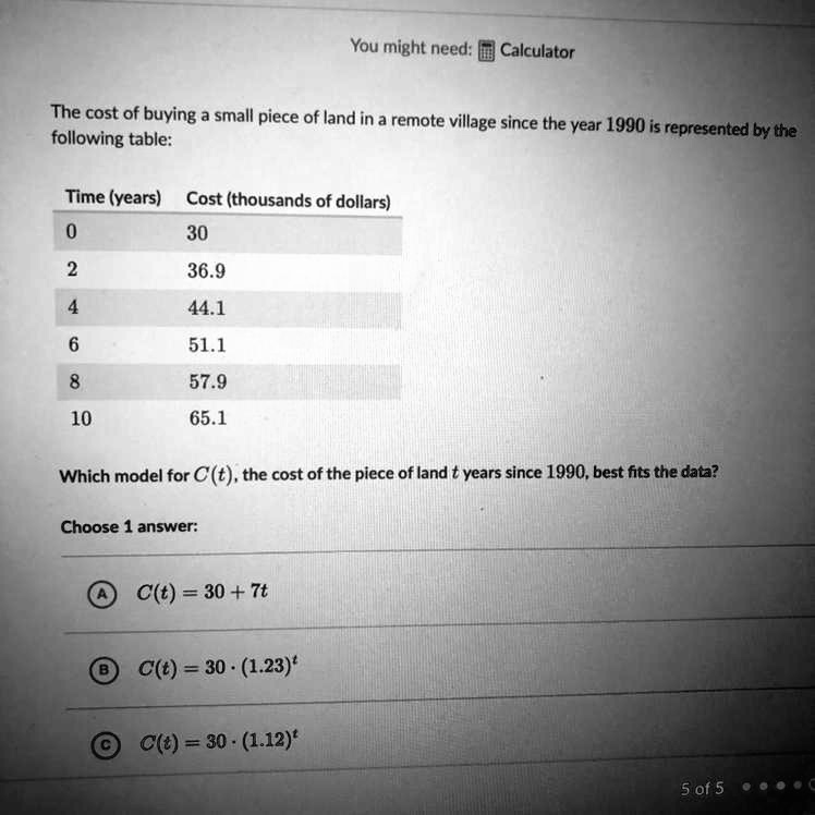 SOLVED Please help, this Math 1 You might need a calculator. The cost