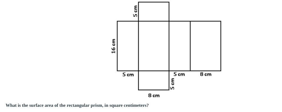 SOLVED: What is the surface area of the rectangular prism, in square centimeters?